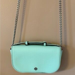 New Tory Burch Emerson top handle crossbody soft aqua new without tags